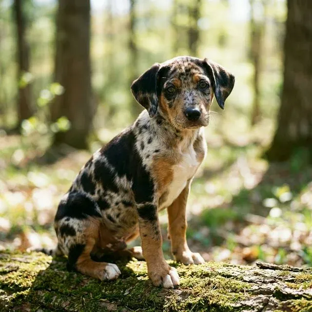 American Leopard Hound puppy in an outdoor training session